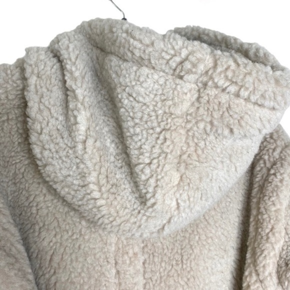 Ba&sh Paris Filip Hooded Teddy Faux Fur Long Ecru with Belt Coat Jacket NWT - Picture 12 of 15